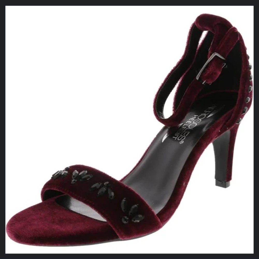 Wine Velvet Ankle-Strap Pumps - Women's Size 7.5 - Aerosoles, New!